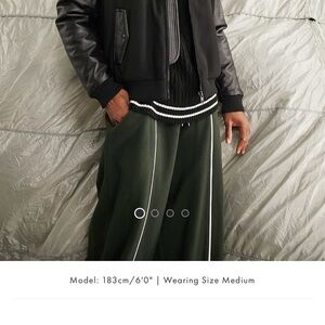 NWT Black Leather Bomber Jacket
